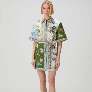 Alemais Bath House Linen Mini Dress